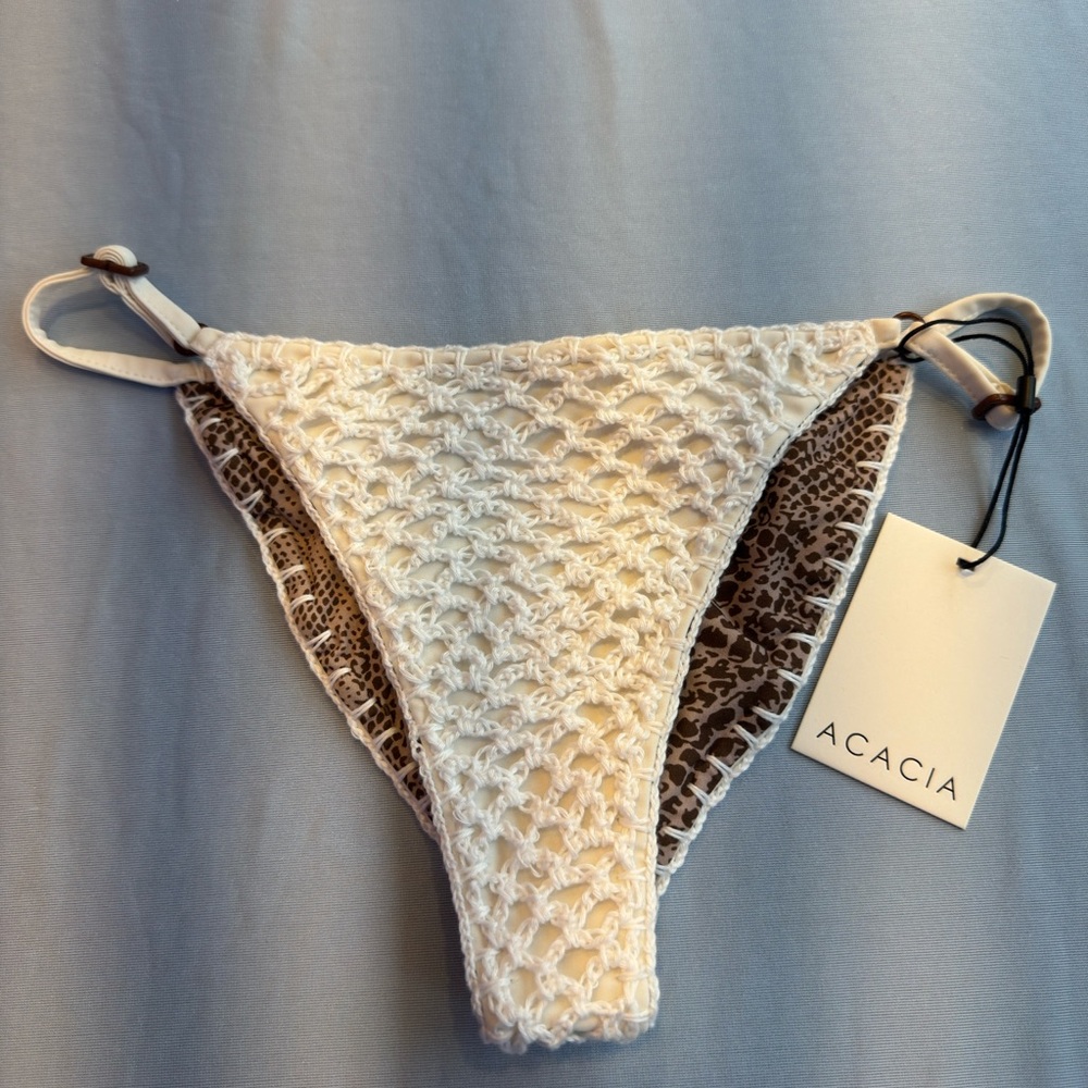 ACACIA Cream Crochet Bikini Bottom NWT